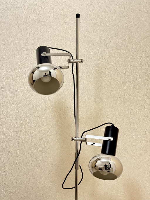 Herda Chrom Stehleuchte mit verstellbaren Spots - 1970er Dutch Design