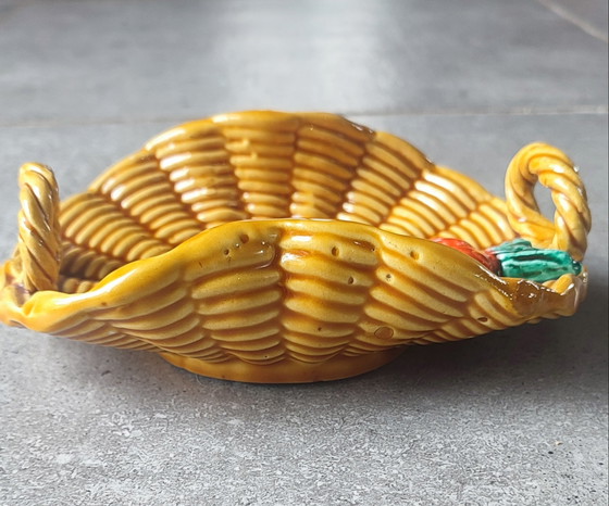 Image 1 of Barbotine "Carrot Basket" Vallauris