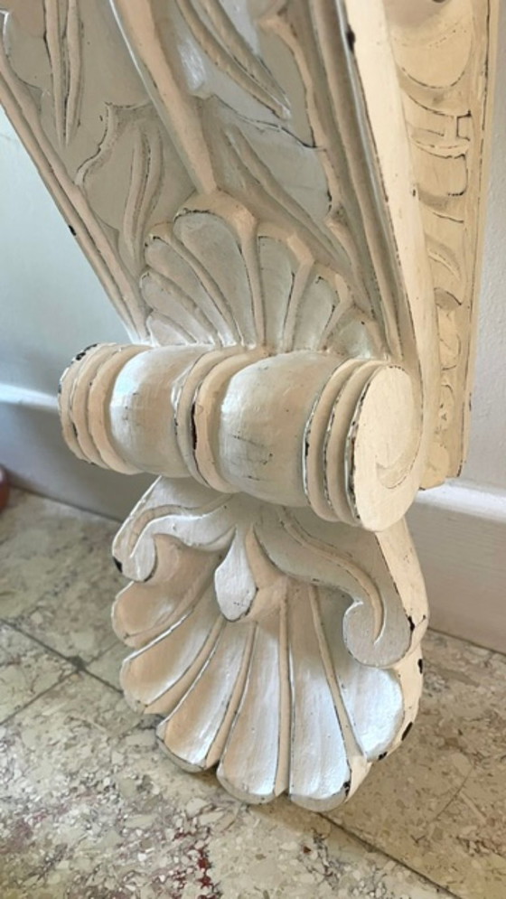 Patinated White Wall Console Shelf – Shelving unit, Wood (photo 30 of 35)