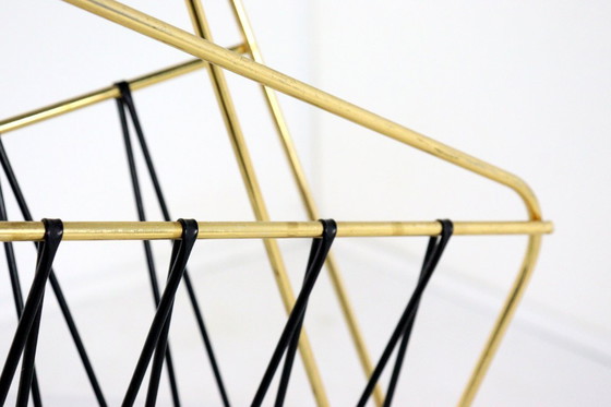 Image 1 of 1950s Brass Magazine Holder Magazine Rack