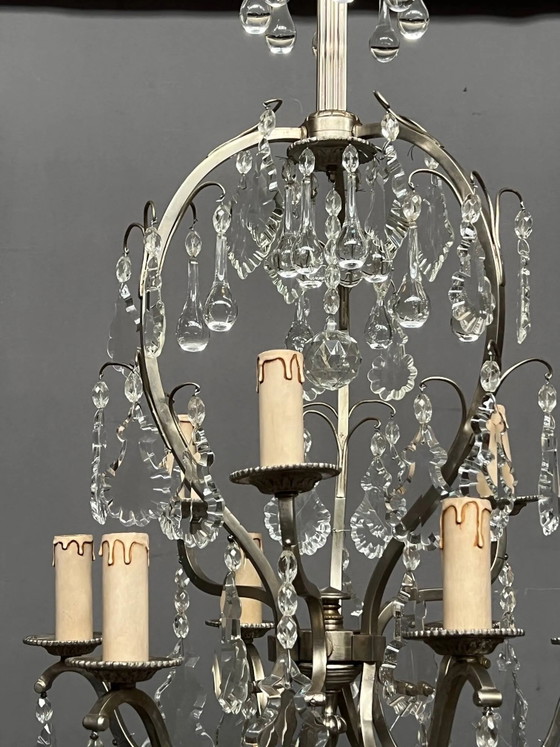 Lampadario in stile rococò con 9 bracci portalampada. – Bronze, Crystal (photo 7 of 8)