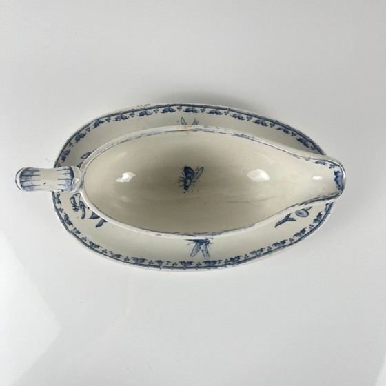 Image 1 of Ironstone gravy boat "Carmen", Sarreguemines, blue, 1875-1900