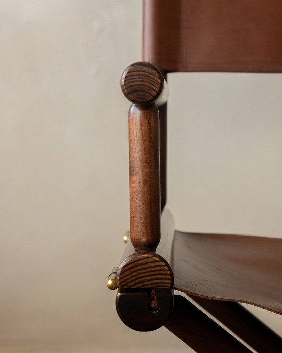Italian Modern Director’s Chair in Wood & Leather, 1980s, Side chairs, Brown (photo 11 of 17)
