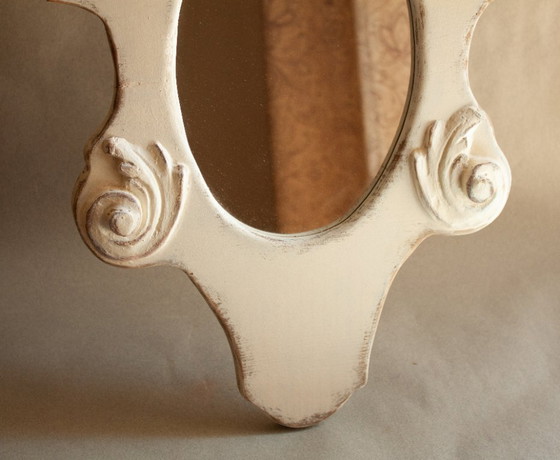 Image 1 of Handmade wall or table mirror. Medallion-style porthole window mirror (oval).