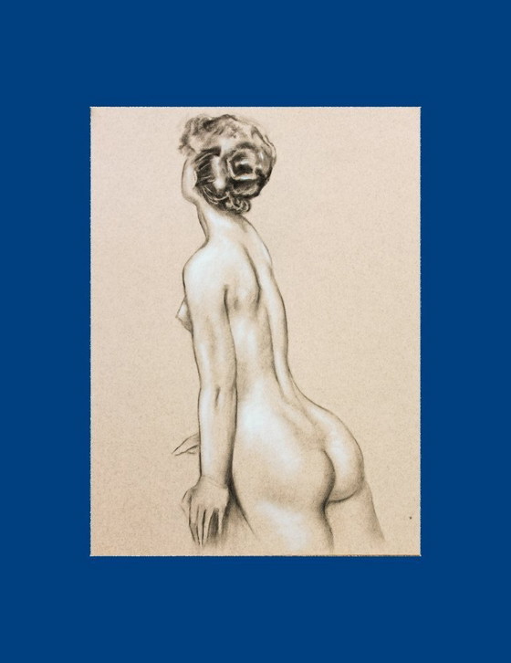 Image 1 of Hand-painted pastel drawing of a female nude. Pastel drawing. Pastel nude. Nude painting. Nude drawing.
