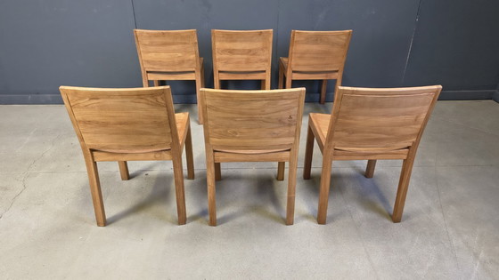 Image 1 of Vintage teakhouten eetkamerstoelen, set van 6 - jaren 80
