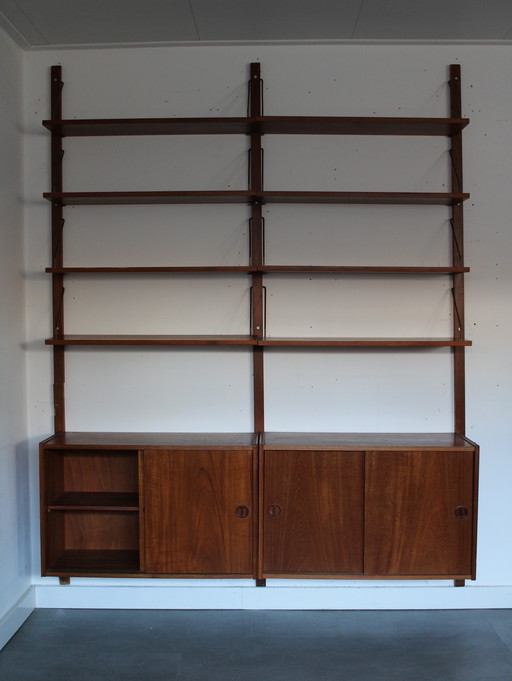 Sistema di pareti modulari danesi vintage in teak