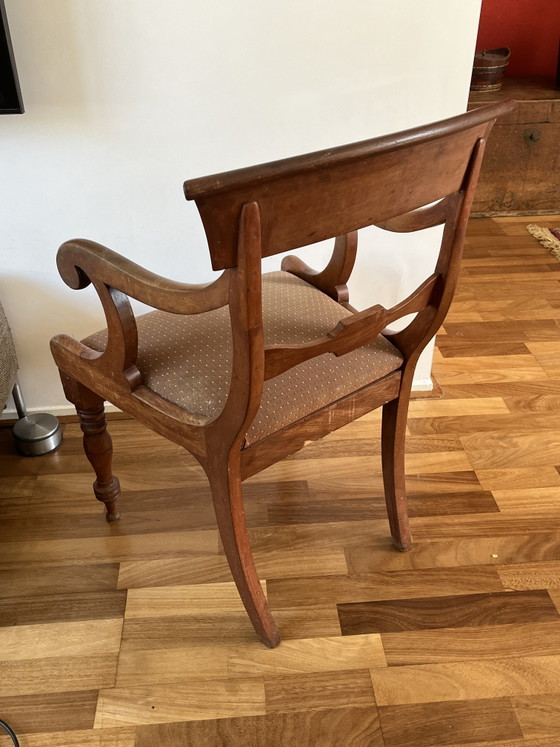 Sillón Regency antiguo de caoba – Sillones, Textile, Wood (photo 3 of 5)