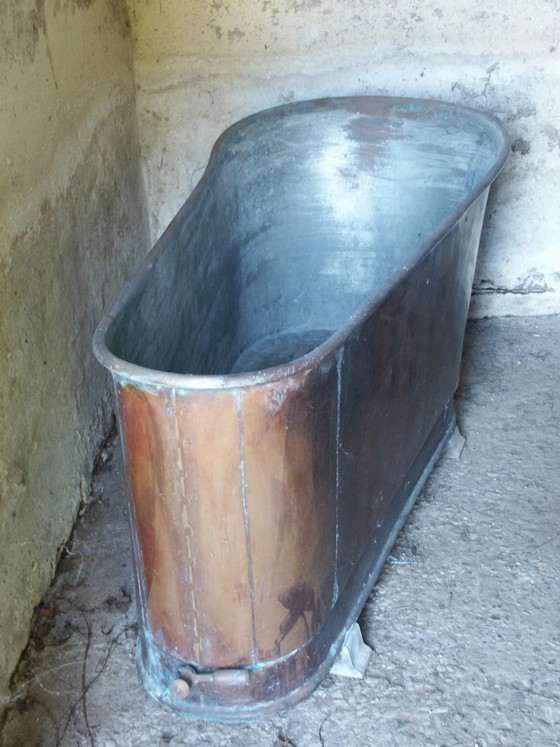 Vasca da bagno in rame del XVIII/XIX secolo., Armadi contenitori, Rosso, Vintage (foto 2 di 10)