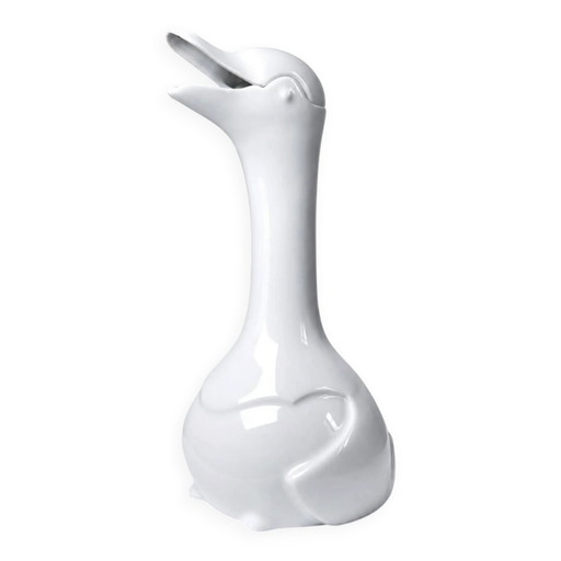 Caraffa in porcellana vintage di Limoges, bianca, modello ispirato a Sandoz.