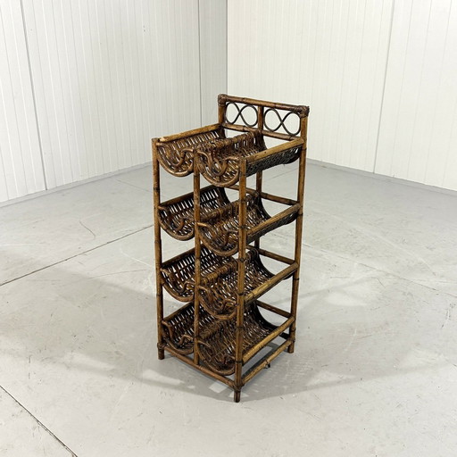 Rattan Wine Rack Bottle Rack Years 1970s