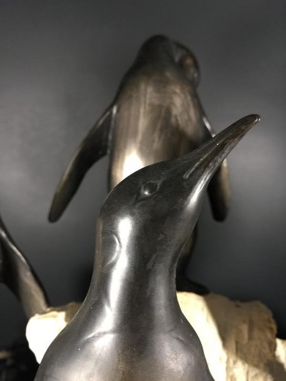 Sculpture de pingouins Art Déco en métal peint et terre cuite, années 1930 – Marble, Metal, Art Deco (photo 5 of 18)