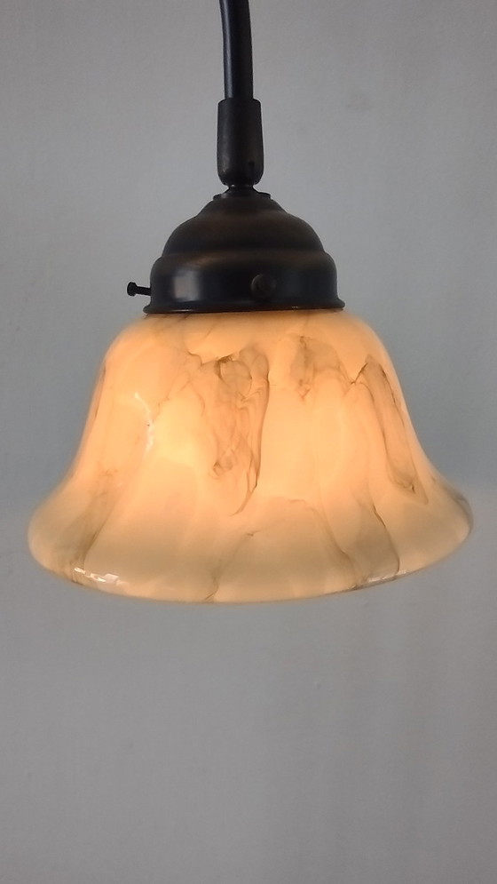 Image 1 of Stehleuchte mit marmorierten Glasschirmen