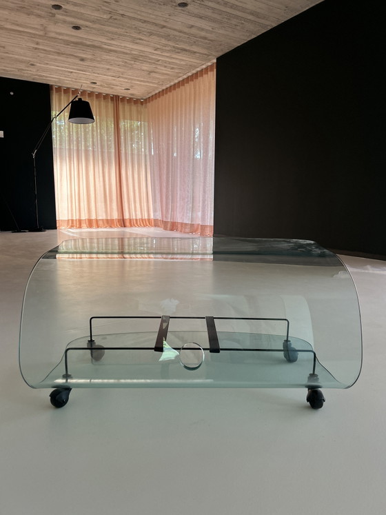 Mobile TV FIAM Kelos – Massimo Iosa Ghini – vetro curvato, anni '90 – Fiam Italia, Tavolini, Glass (photo 5 of 5)