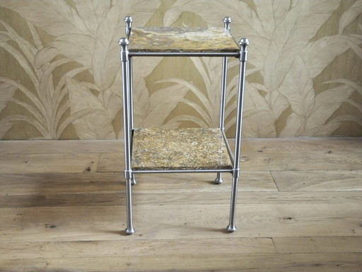 Table latérale en marbre et acier inoxydable