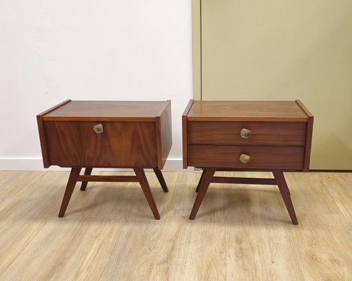 Meuble de chevet vintage en placage de teck Meubles de chevet