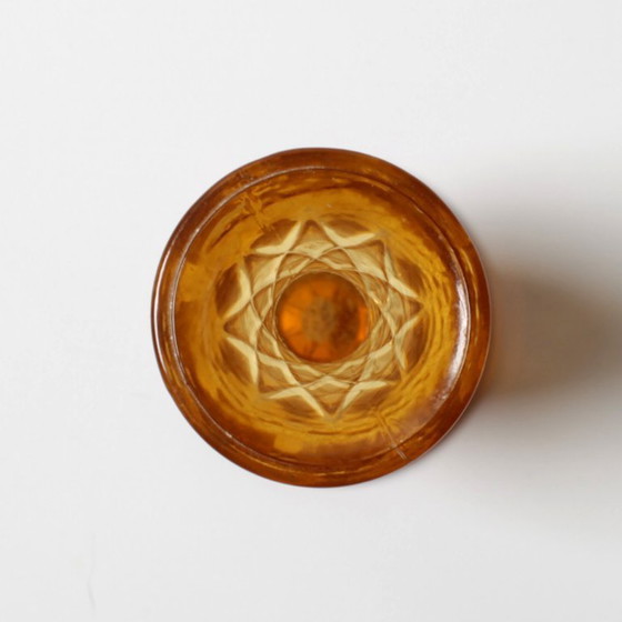 Image 1 of Small Vintage Amber Glass Vase / Mid-century Stylish Vase / Czechoslovakia / 1970s