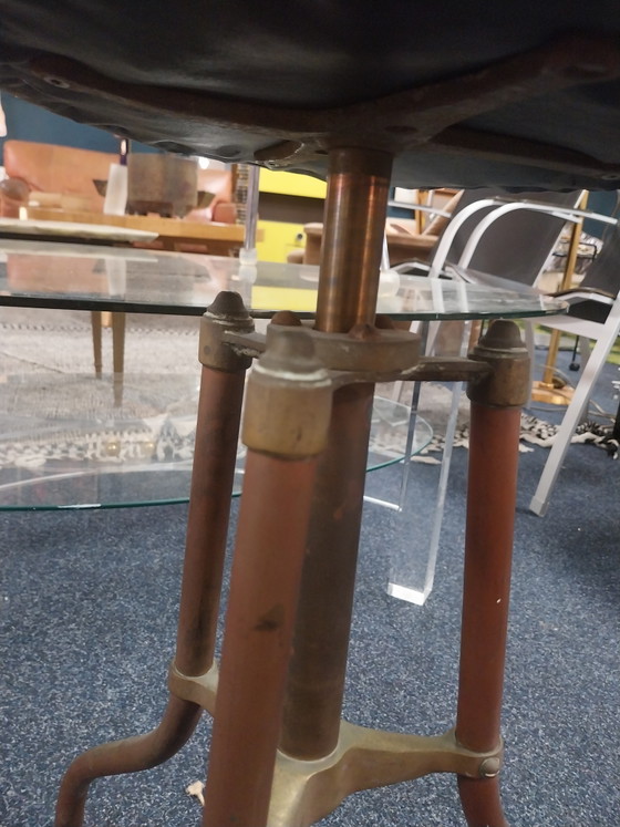 Image 1 of 1 x Hughes & Son piano stool 1920s copper and brass new seat
