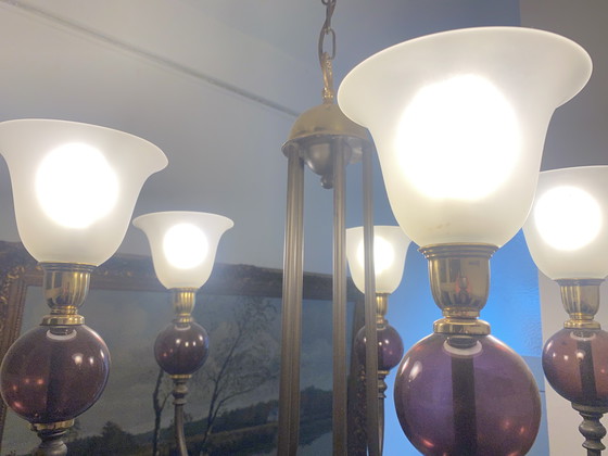 Image 1 of Lámpara de araña de cristal color gris plomo