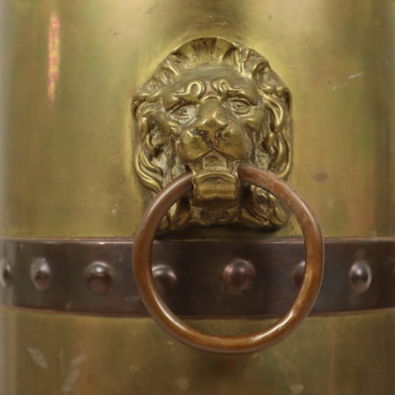 Unieke Obus Paraplubak XL Trench Art 1915 WO1 Leeuwenkoppen – Brass, Vintage (photo 14 of 25)