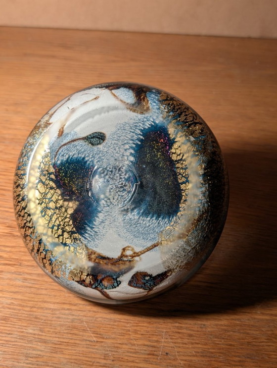 Image 1 of Vaso in vetro soffiato multistrato con inclusioni d'oro, laboratorio di Biot, firmato JM OPERTO