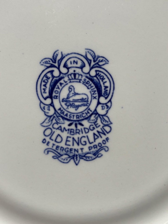 6-piece Royal Sphinx Maastricht Cambridge Old England Crockery, blue-white, Ceramic, Vintage (photo 3 of 12)