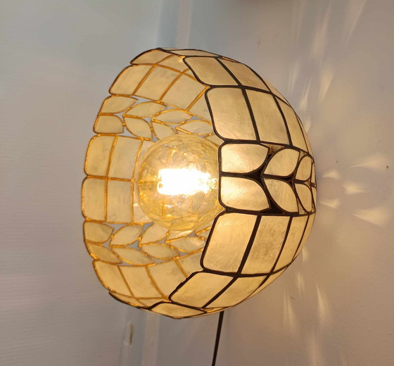 Image 1 of Art Deco Wandleuchte aus Perlmutt Weizenähren