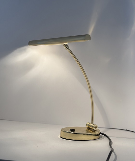 Brass Piano Lamp / Table Lamp / Desk Lamp Color Gold Various Positions. – Metal (photo 10 of 14)
