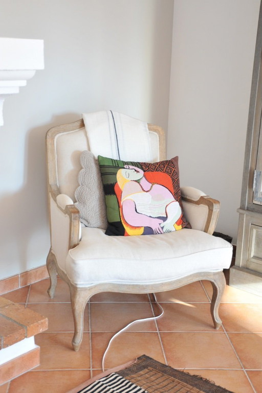 Cojín Gobelin, cabeza de mujer, tejido con auténtico estampado Picasso.