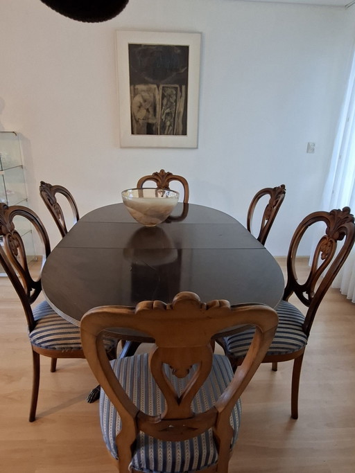 Salles à manger complètes Biedermeier ovale pour 4/6 personnes avec 6 chaises
