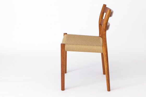 Image 1 of Set di 6 sedie da pranzo in teak Niels Otto Moller, modello 84, 1976 – Sedili in corda rinnovati, marchio del produttore, spediz