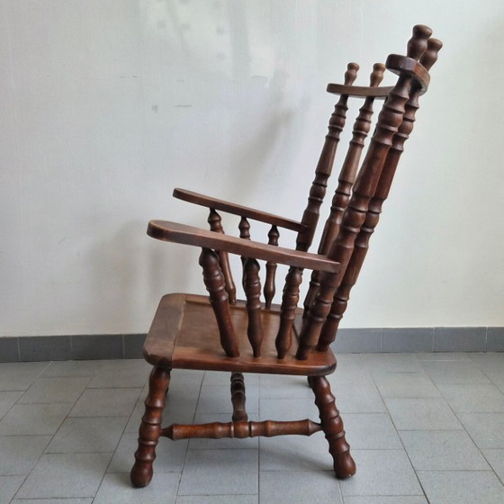 Image 1 of PAAR VINTAGE BRUTALISTISCHE EIKEN FAUTEUILS UIT DE JAREN 70 MET SPOELEN UIT DE JAREN 70