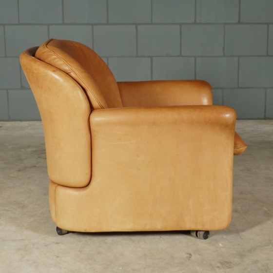 Image 1 of Fauteuil vintage en cuir avec repose-pieds – Hans Kaufeld – années 1970