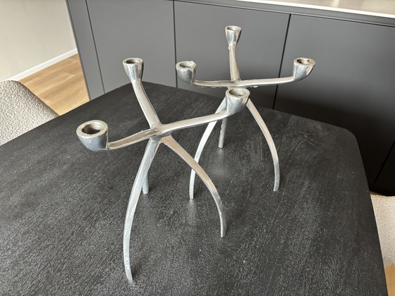 Image 1 of Portacandele in alluminio a forma di ragno vintage con tre piedi