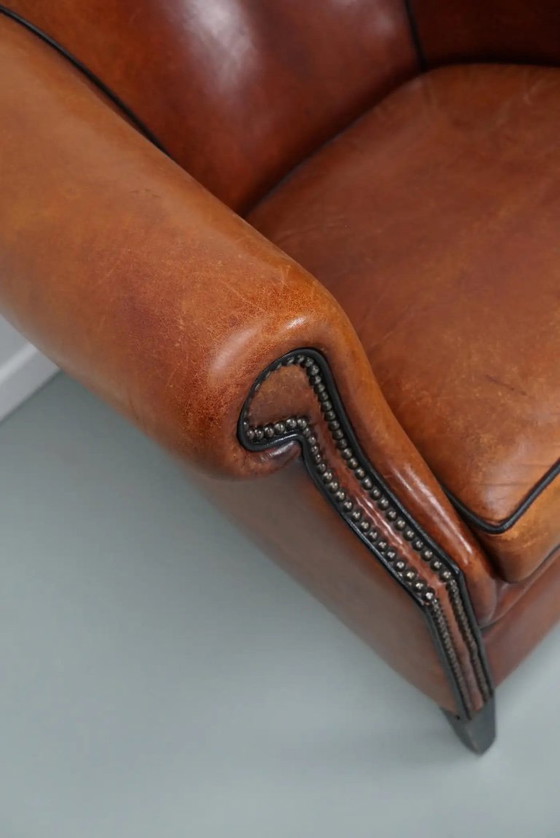 Image 1 of Vintage Nederlandse cognackleurige leren clubfauteuil