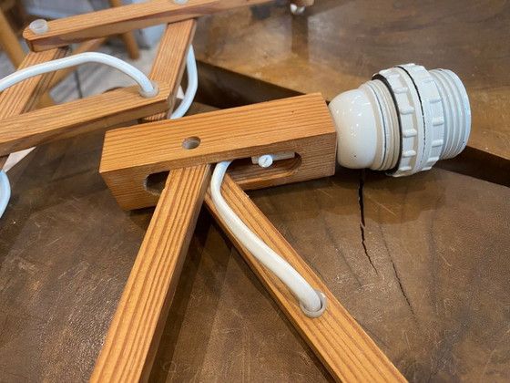 Image 1 of Coppia di appliques a fisarmonica in legno di pino di Translandia Danimarca Scandinavo vintage 1960