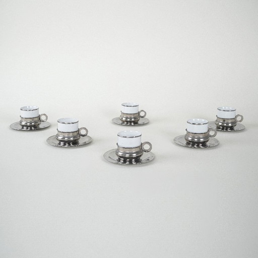 Ensemble de tasses en porcelaine, design italien, années 1980, fabrication : Italie