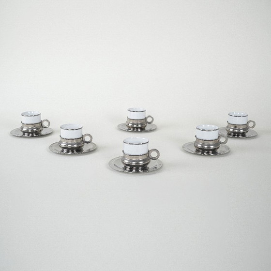 Image 1 of Ensemble de tasses en porcelaine, design italien, années 1980, fabrication : Italie