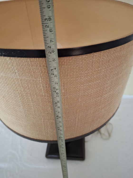 Image 1 of 1950s Jacques Adnet Style Leather and Twisted Brass Table Lamp/jute/midcentury modern/French designer