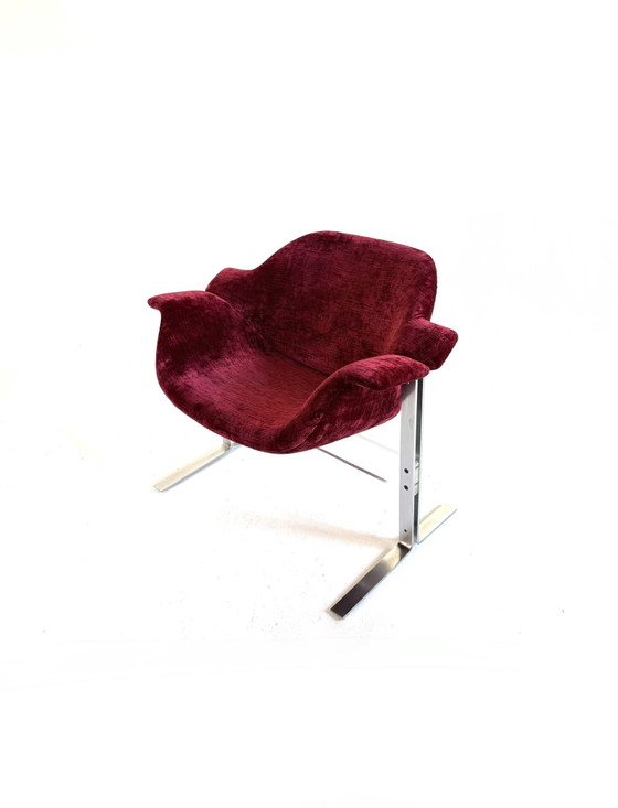 Image 1 of Fauteuil vintage en velours et chrome, Kembo '60