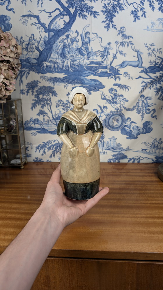 Image 1 of Botella antropomorfa de licor Denbac pour Noyer Berrichonne, cerámica de principios del siglo XX