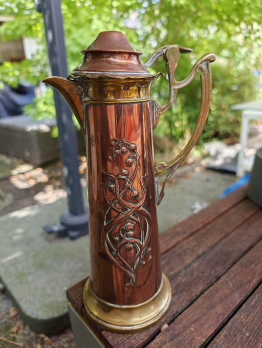 Jarra Art Nouveau de WMF: cobre y latón, ca. 1910 – decoratieve objecten, Copper, Brass (photo 2 of 5)