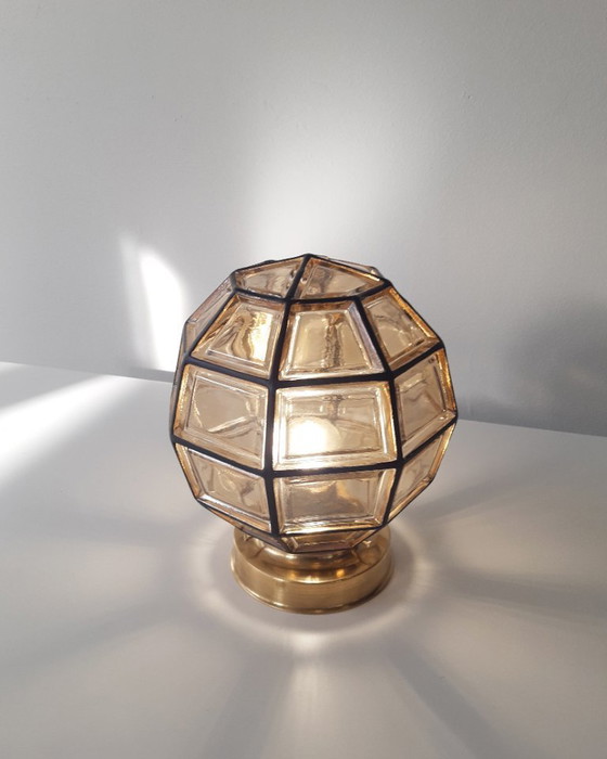 Image 1 of Glashütte Limburg plafondlamp, amberkleurige glazen brutalist hanglamp