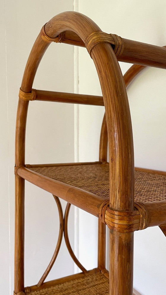Image 1 of Vintage Wicker and Rattan Shelf