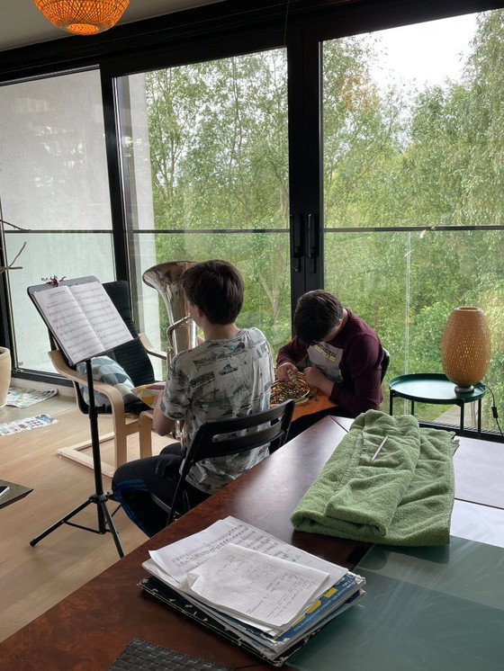 Image 1 of Elm conference / dining table, seats 4-12, van den Berghe