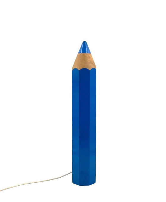 Image 1 of Michel Aroutcheff, postmodern blue Pencil table lamp, Ed. Vilac France 1980s