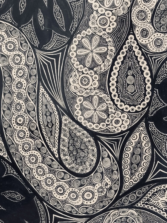 Image 1 of Nicole Vaysse 1970 circa - Art Brut - Inchiostro di china - incorniciato