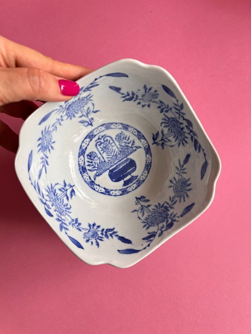 4 cuencos para servir Amsel Hamburg, cuencos para cereales, azul y blanco, estilo rústico.