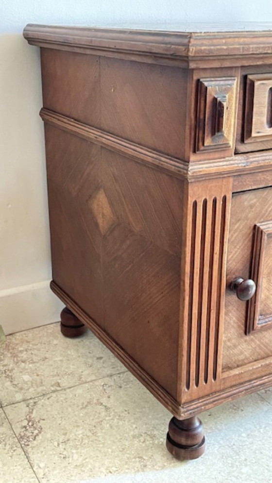 Image 1 of TABLE de Chevet Ancienne Bois et MARBRE
