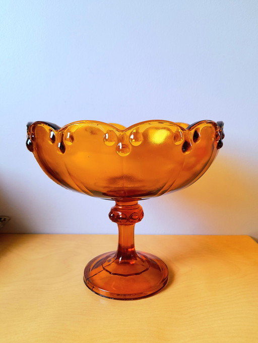 Amber glass fruit bowl